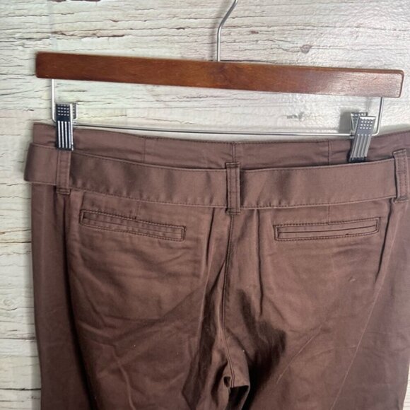 BCBGeneration flare-leg pants brown front pant cotton tie belt NWT size 6 - Picture 6 of 8